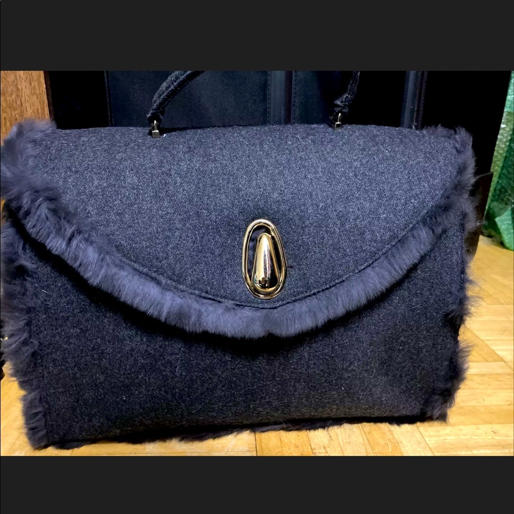 Giorgio Armani gray fur interior bag- like new!